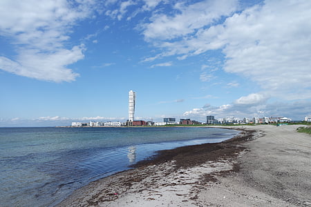 Malmö, Svédország, tengerpart, víz, tenger, Beach, homok