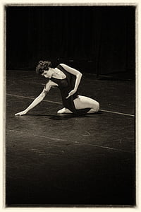 šokis, judėjimas, teatras, senas, šviesą, nuotraukų, juoda ir balta
