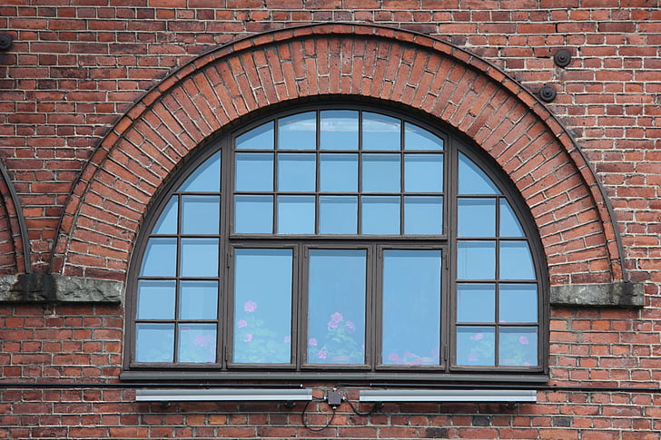 venster, bakstenen muur, Tampere, fabriek