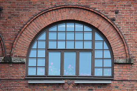 ablak, téglafal, Tampere, gyári