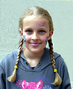 young girl, portait, face, style, public record, melted, cheerful