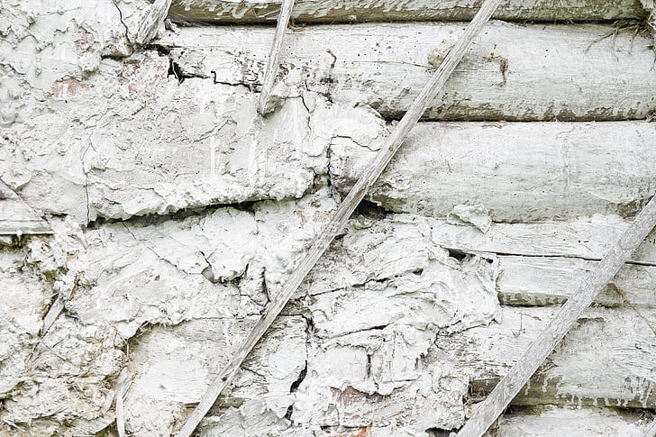 the background, texture, wall, old plaster, wooden beams, white, cracks