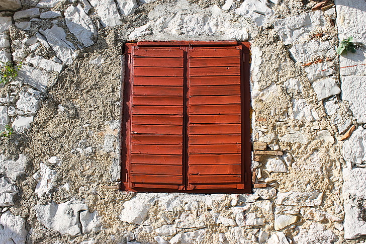 finestra, persiane, barre di finestra, chiuso, finestre in legno, vecchio