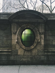 mur, fenêtre de, trou, verre à vitre, architecture, historique, vieux