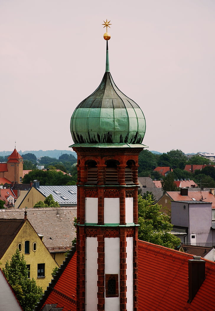 Augsburg, Bayern, Tyskland, lökkupol, arkitektur, Europa, gamla