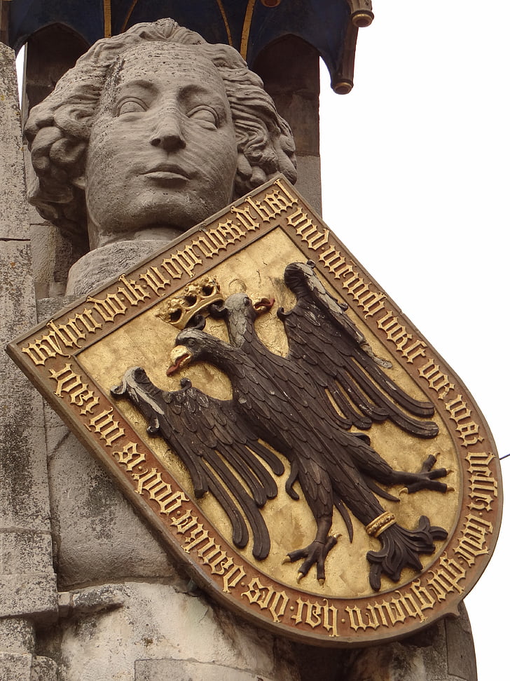 bremen, roland, statue, landmark, coat of arms