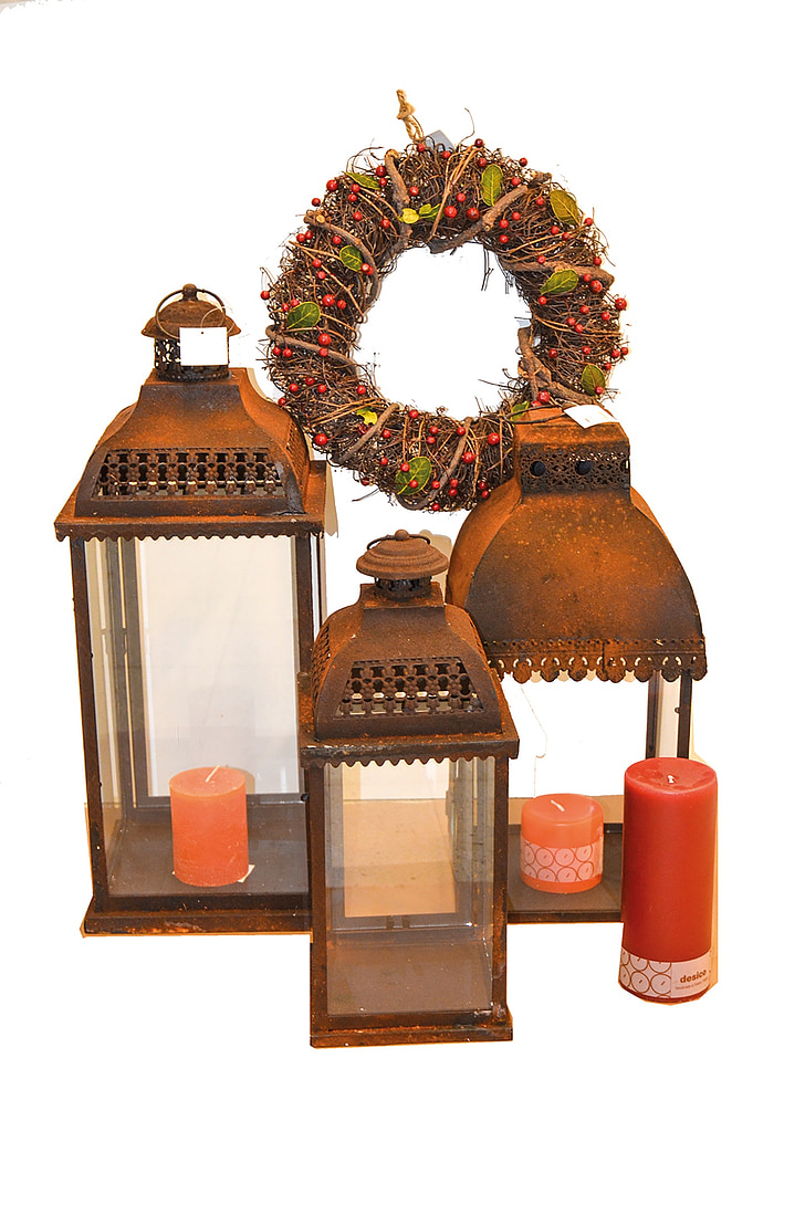 lanterne, Christmas, rouille, bougie, atmosphère, décoration, lumière