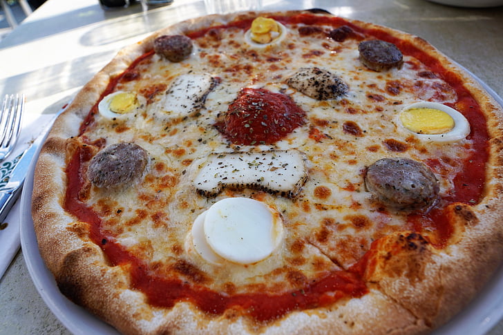 Pizza, eten, Italië, Italiaans, heerlijke, Worst, Malta