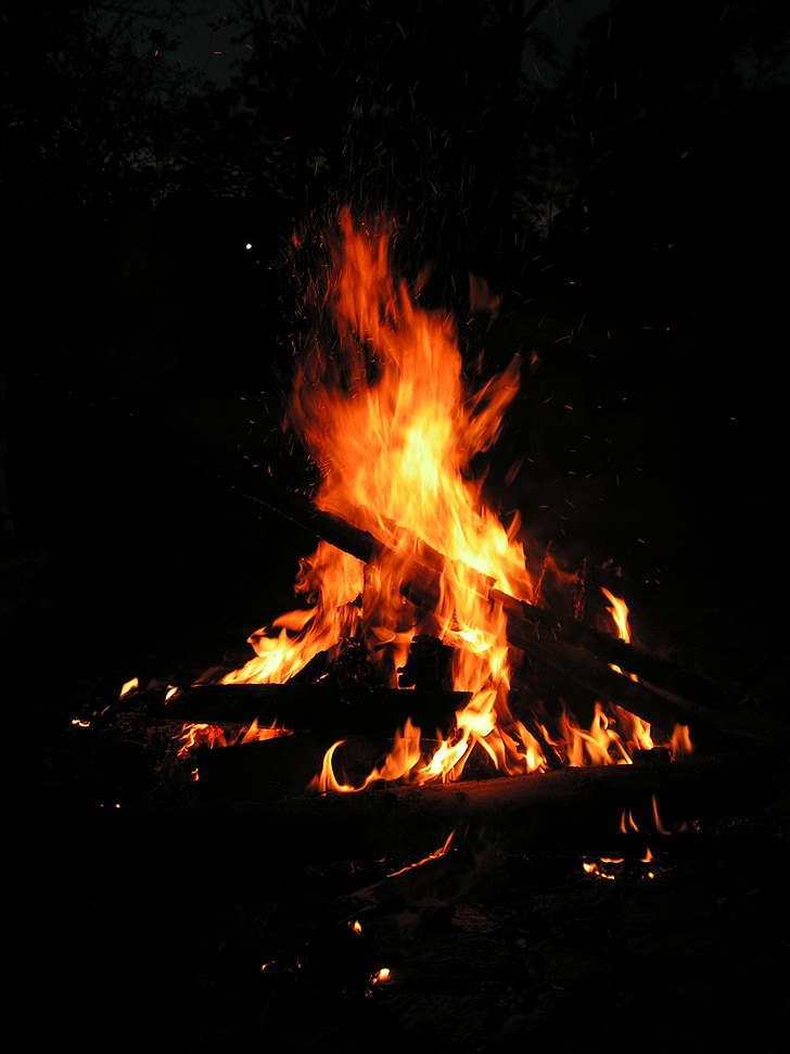 oheň, plameny, vypalování, dřevo, červená, žlutá, Fire - přírodní jev, teplo - teplota