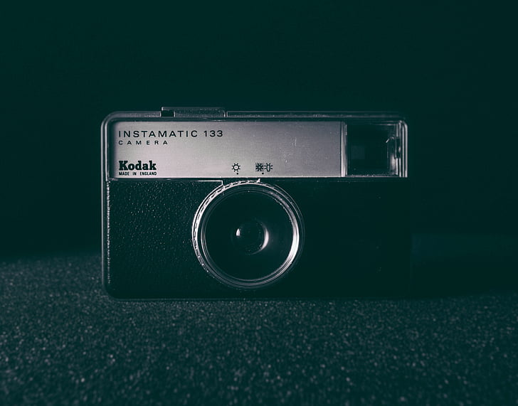 svart, grå, Kodak, kameran, Vintage, lins, Instamatic
