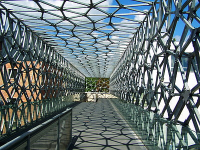 bridge, passageway, metal construction, architecture, steel