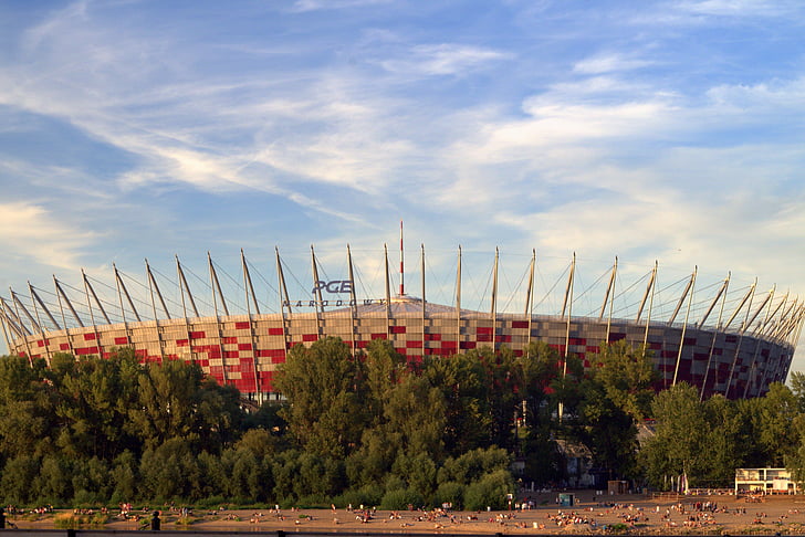 Nationalstadion, Warszawa, Polen, fotboll, idrott, nationella, Panorama