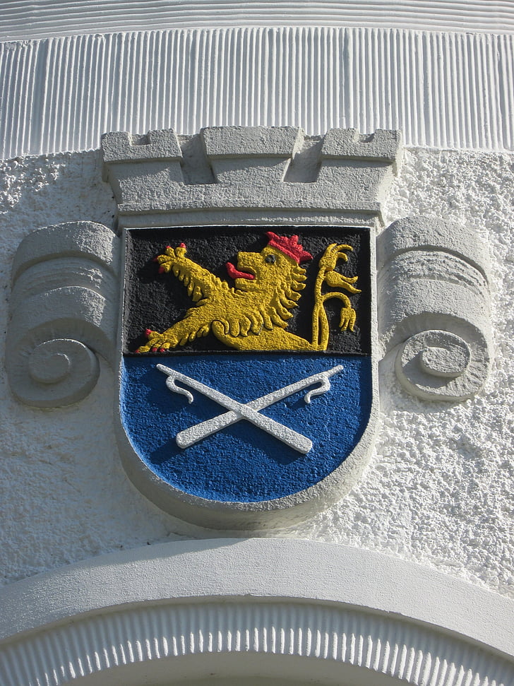 wasserturm, hockenheim, coat of arms, relief, heraldry, emblem, architectural
