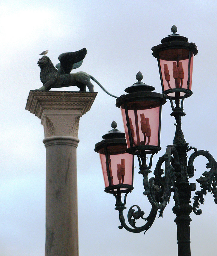 Veneza, Leon, Itália, lâmpada de rua