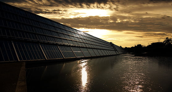 Gelsenkirchen, Parc Científic, tecnologia, l'aigua, posta de sol, reflexió, riu