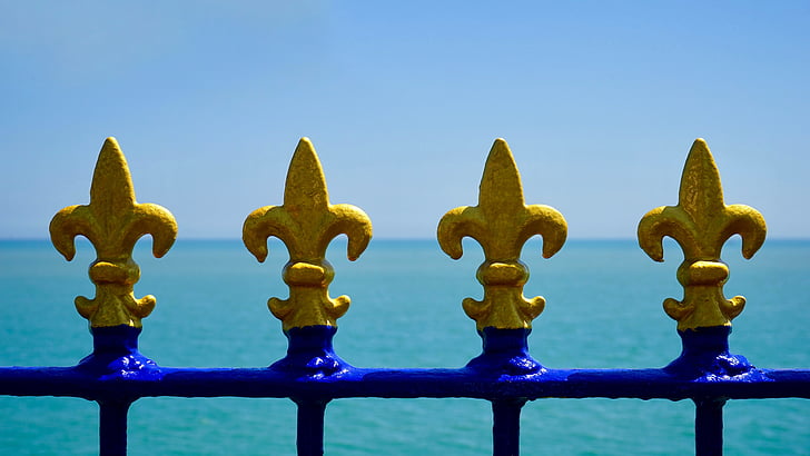 μέταλλο, φράχτη, Είδη Κιγκαλερίας, καλλιτεχνική, μπλε, θέα στη θάλασσα, Σίδερο