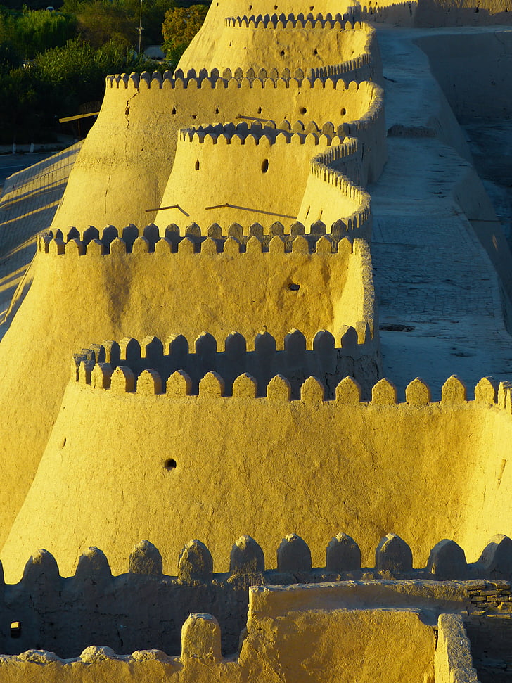 muralla de la ciutat, merlets, Khivà, vell, arquitectura