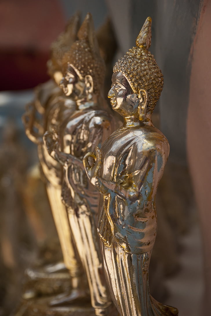 Buddha, buddhismen, gyllene, staty, religion, templet, skulptur