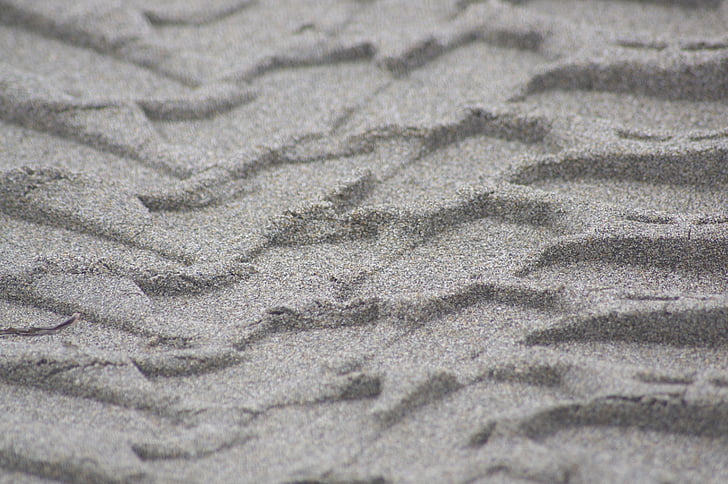 пясък, гума, разпечатки, кола, плаж, плажове