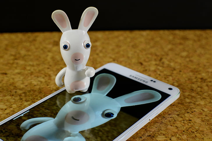 Zajac, biela, smiešny, smartphone, Samsung, králik - zvierat, hračka