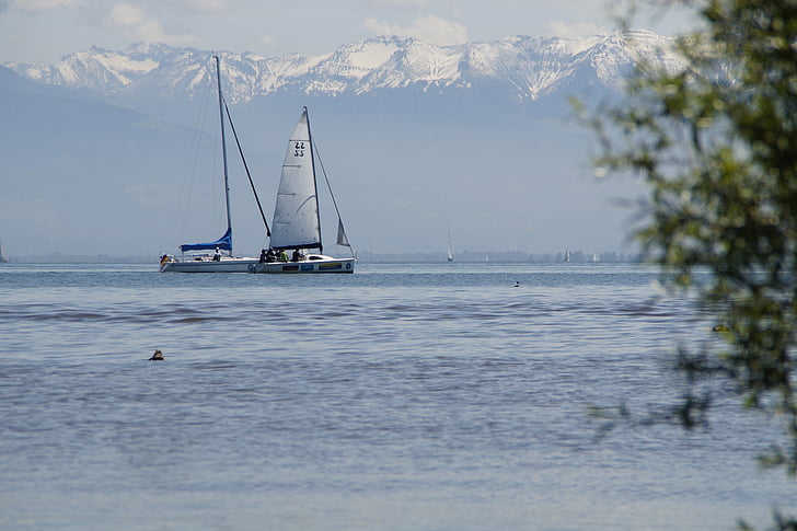 yelkenli gemi, Konstanz Gölü, Alp, Panorama, manzara, Göl, su