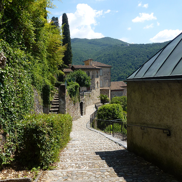 Morcote, Ticino, Švýcarsko, pryč, vesnice, staré, starožitnost