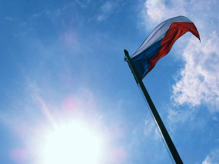 Čekijos Respublika, vėliava, reklama, dangus, Saulė, spalvos, spalvinga