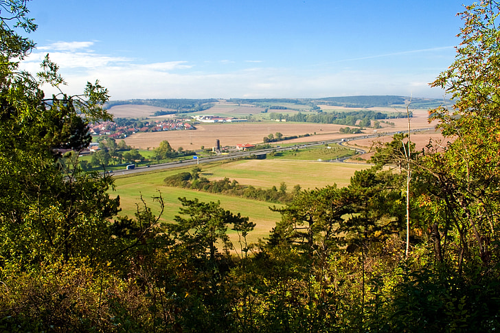 Panorama, peisaj, Vezi distanta, Vezi, Turingia Germania, din pădure