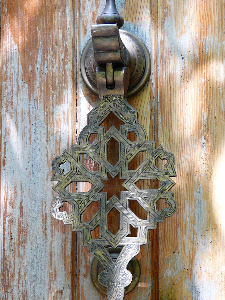 doorknocker, arte do metal, material, madeira, metal, marrom, velho