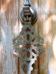 doorknocker, metal art, material, wood, metal, brown, old
