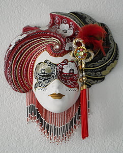 venetianske, masker, maske, kunstnere, ansigt, klædt, Italien