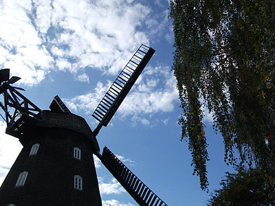Mill, Sky, vindmølle, historisk set, skyer
