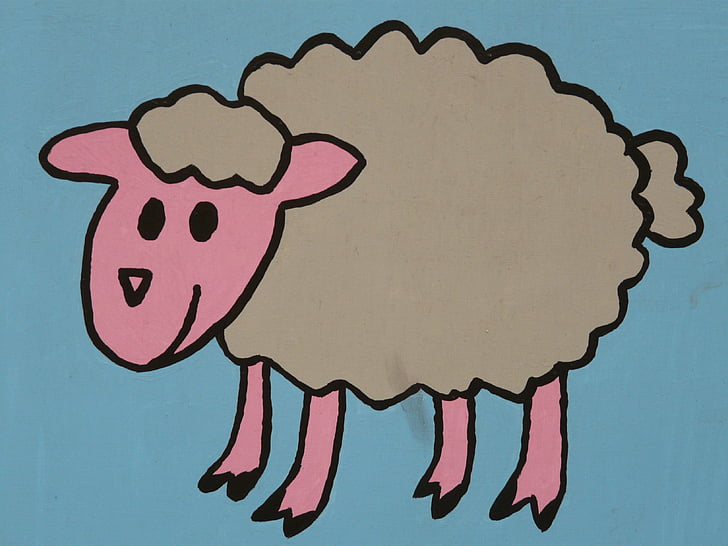 sheep, cartoon character, drawing, funny, image, animal, figure