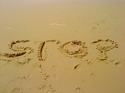sable, arrêter, mettre en pause, reste, vacances, plage