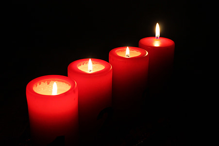 žvakės, šviesos, Advento, Kalėdų žiburiai, tamsoje