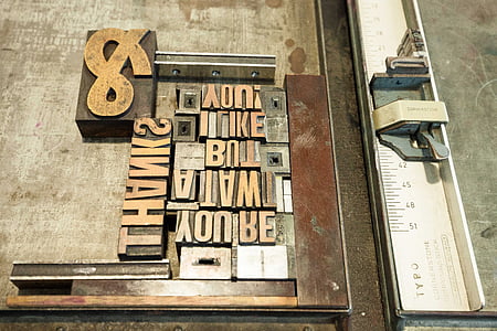 Setzer, редове, писма, дървени азбука буквите, книга печат, шрифт, Йоханес Гутенберг