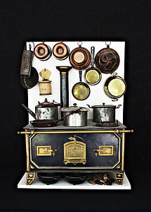 kids stove, children toys, tin stove, wood burning stove, play, old, doll's house