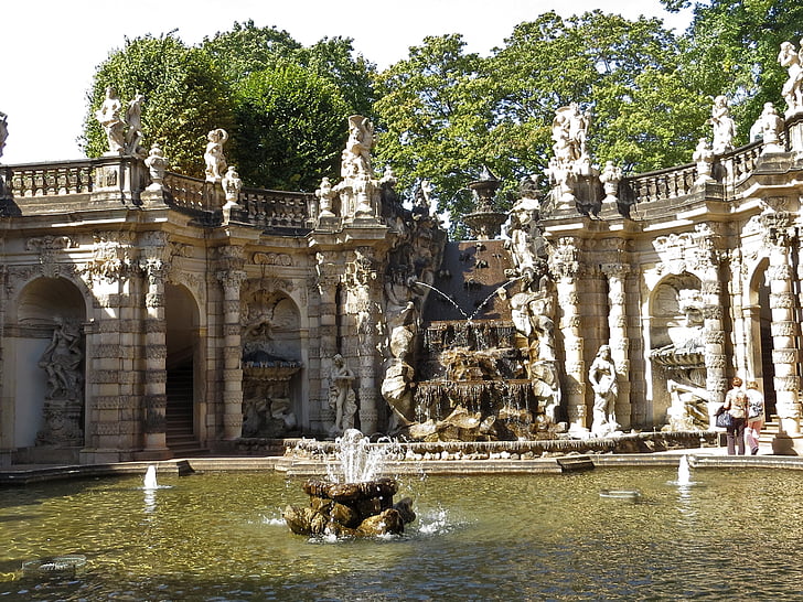 canil, Dresden, fonte, fachada, destino, Visite, Fortaleza