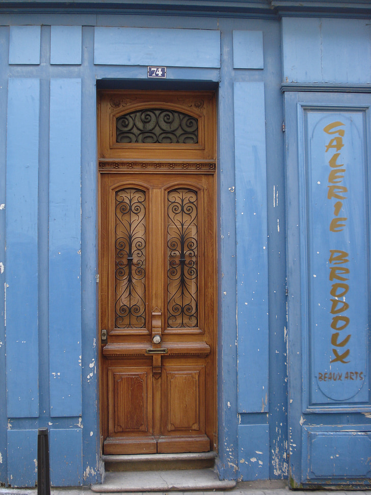 вратата, дървен материал, синьо, Магазин, Магазин, Бившата, Антик