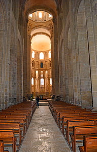 Conques, Aveyron, Abbey, templom, zarándoklat, Franciaország, középkori