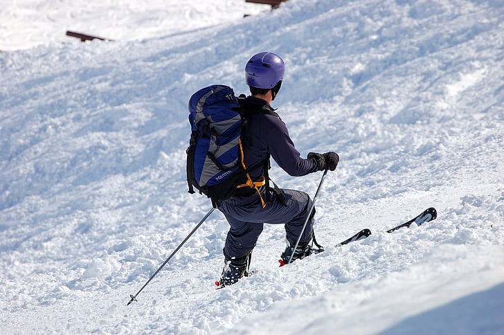 esquiadors, neu, motxilla, d'esquí alpí, esquí alpí, esquí alpí, pistes d'esquí