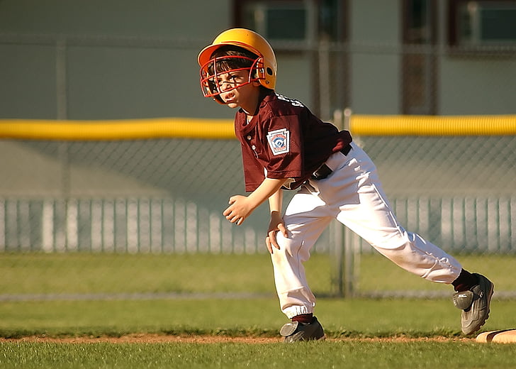 baseball, Runner, Little League-ben, fiatal, sportoló, játék, a mező