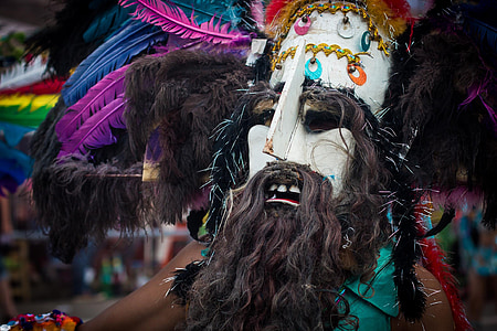 mask, colors, portrait, carnival, traditional dance, beard, feathers