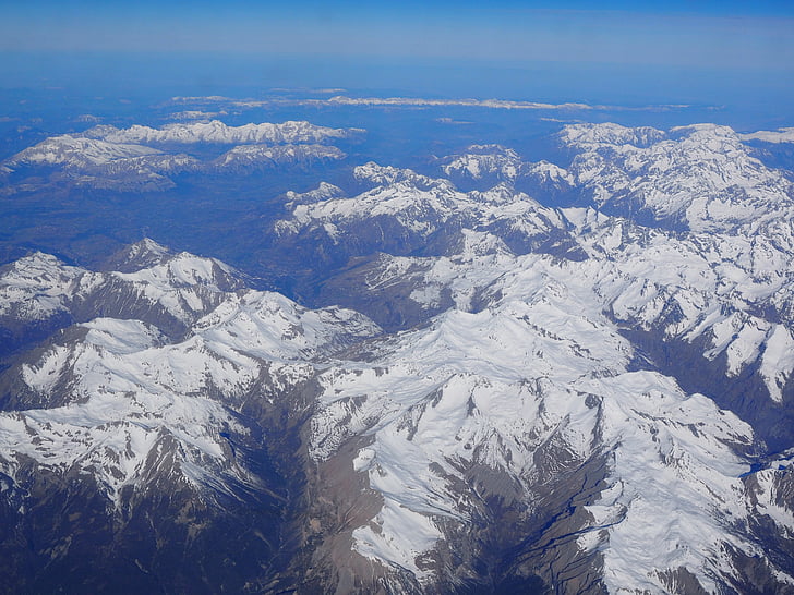 luftbildaufnahme, alpské, hory, Berger, Hora, Příroda, sníh