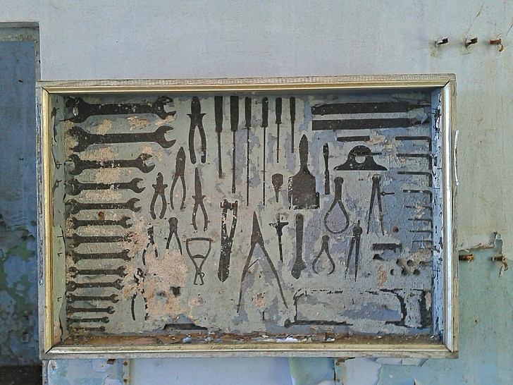 old, toolbox, box, outline, boxes, tools