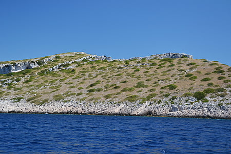 îles de Kornati, Croatie (Hrvatska), Côte, île, mer Adriatique, nuages, mer