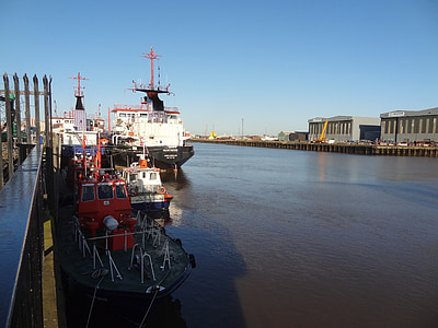 Middlesbrough, hamnen, hamn, floden, fartyg, industrin