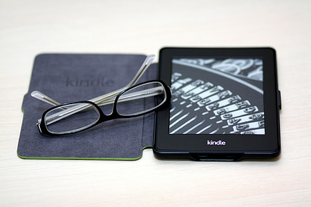 Kindle, papír bílý, kniha, zařízení, brýle, e kniha, Elektronický