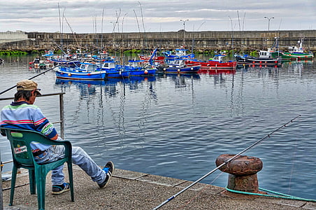 fisherman, harbour, boats, nautical, colorful, marina, fishing