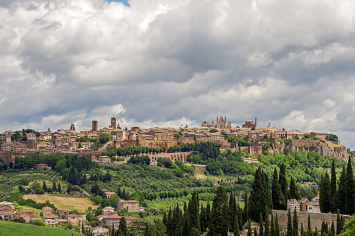 Orvieto, viduslaiku pilsēta, Umbria, Itālija, viduslaikos, ainava, pieminekļu